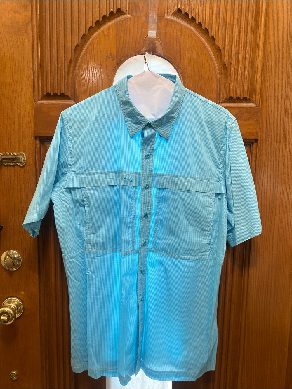 Light Aqua Short-Sleeve Shirt Jacket - Casual Lightweight Layer